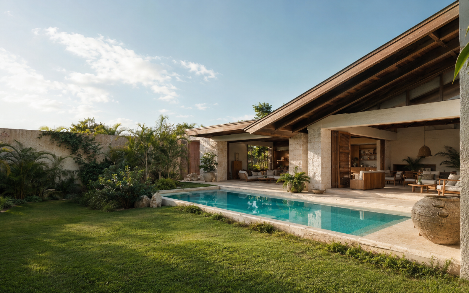 Villa contemporánea con piscina y jardín tropical en Punta Cana
